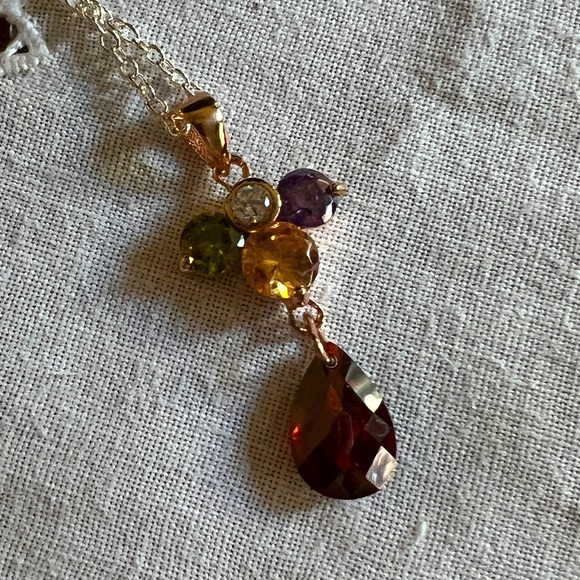 Gemstones Pendant in Rose Gold - Picture 1 of 9